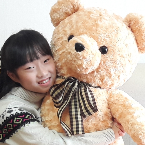 러브리본빅베어/브라운장미곰/국산/대형곰인형쿠션