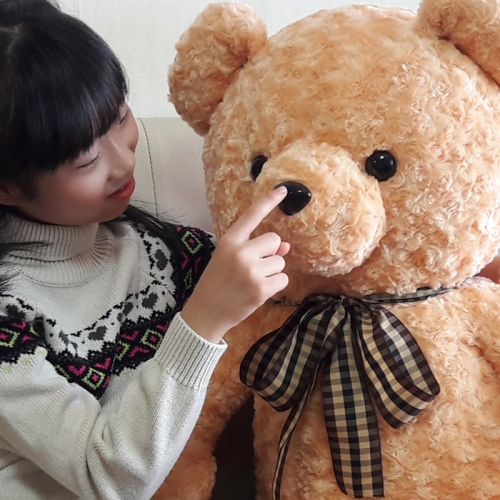 러브리본빅베어/브라운장미곰/국산/대형곰인형쿠션