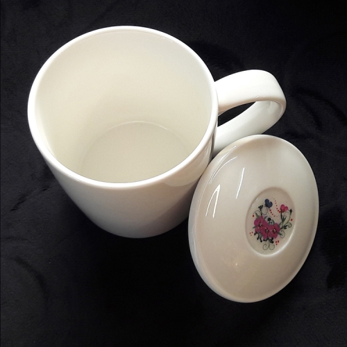 뚜껑머그컵/압화도자기머그잔