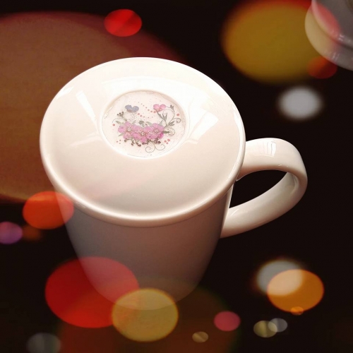 뚜껑머그컵/압화도자기머그잔