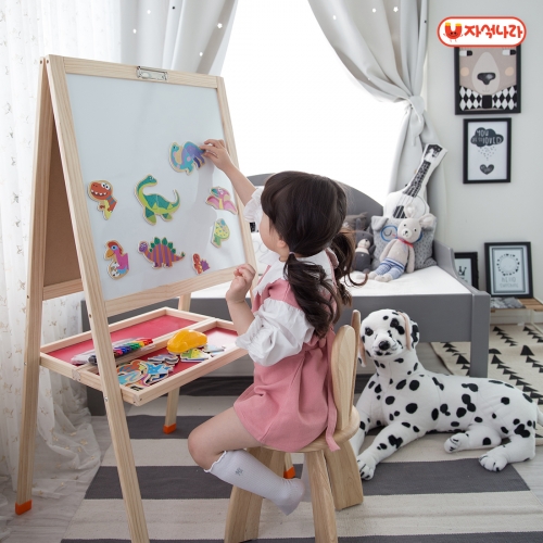 [자석나라] 접이식 양면이젤보드 (화이트자석보드+칠판자석보드)