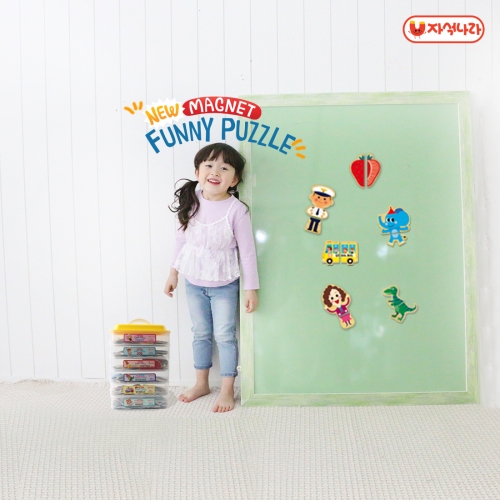[자석나라] NEW 자석 퍼니퍼즐 (6종/택1) /자석퍼즐/동물/탈것/과일야채/수박/직업/공룡/가족