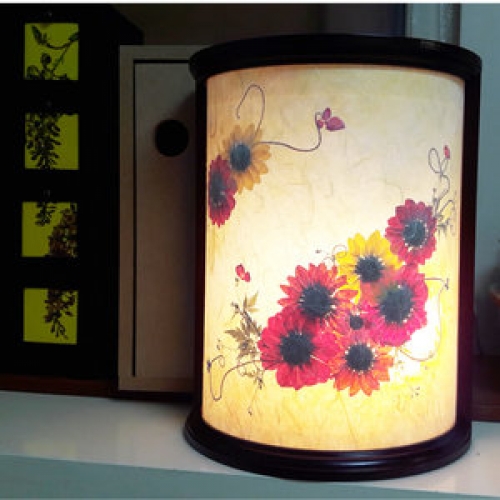 원목한지반달벽등/압화원목스태드/인테리어벽등