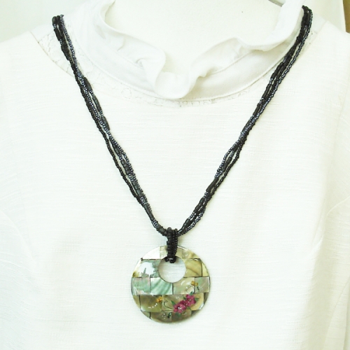 자개목걸이 도넛목걸이/수공예품선물/기념일 감사선물