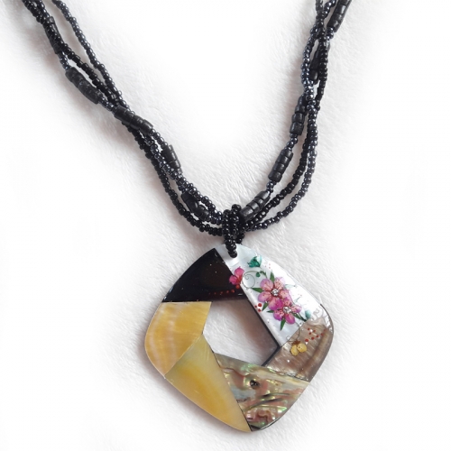 바람개비 자개목걸이/수공예품선물/기념일 감사선물