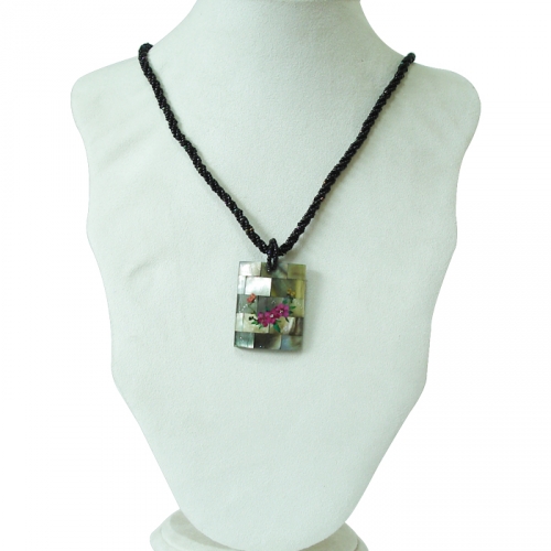 수공예 자개직사각 목걸이/수공예품선물/기념일 감사선물