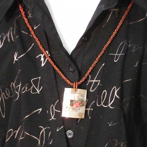 수공예 자개직사각 목걸이/수공예품선물/기념일 감사선물