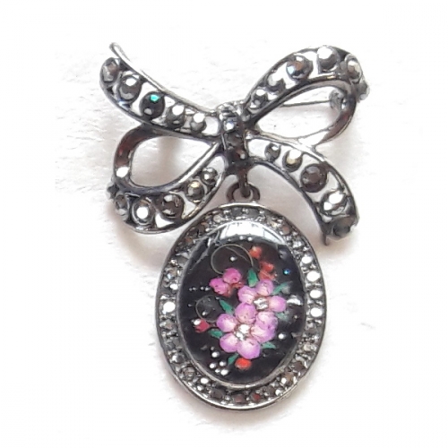 오닉스 브로치 리본브로치선물/수공예브로치선물포장