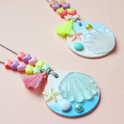 파스텔빅조개목걸이10set