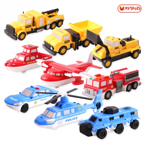 [자석나라] 믹스&매치 자석블럭(콤보세트1) 소방차/건설차/경찰차/중장비/자동차/교통기관