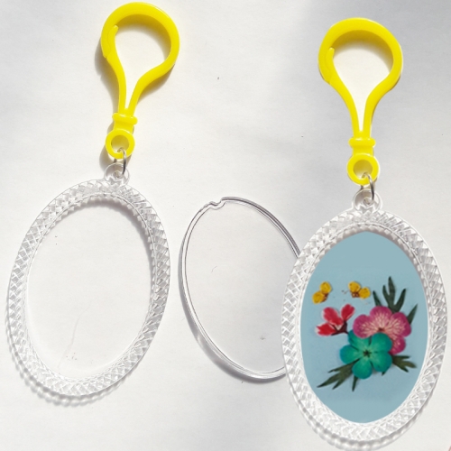 압화 가방고리만들기/아크릴타원 꽃누르미가방고리