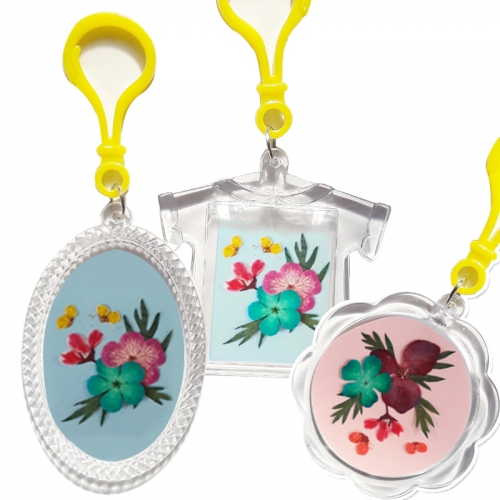 압화 가방고리만들기/아크릴타원 꽃누르미가방고리