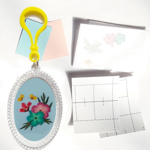 압화 가방고리만들기/아크릴타원 꽃누르미가방고리