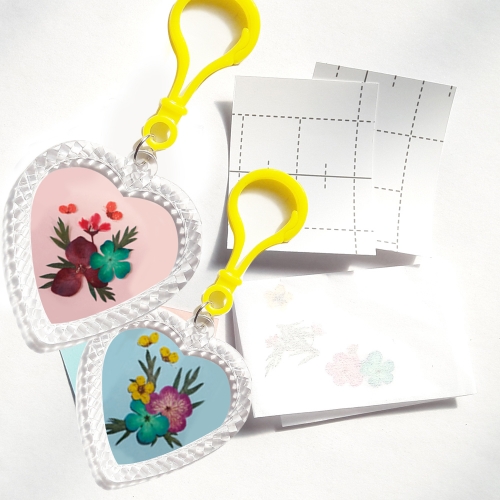 꽃누르미 가방고리만들기/아크릴 하트가방고리/아크릴사진케이스