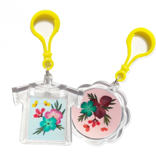 누름꽃 해바라기가방고리/사진통가방고리만들기/아크릴 가방고리/아크릴사진케이스