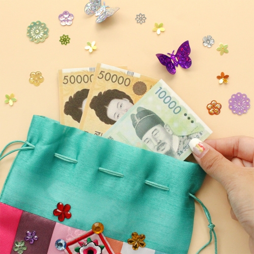 색동장식 복주머니 5set