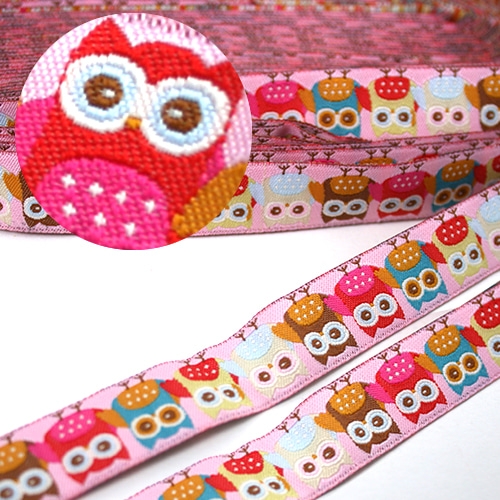 [탑키드] 부엉이 자수리본 1.5cm x 1마(90cm)