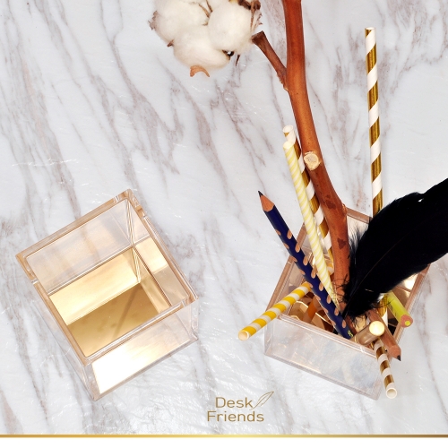 투명아크릴 골드 연필꽂이