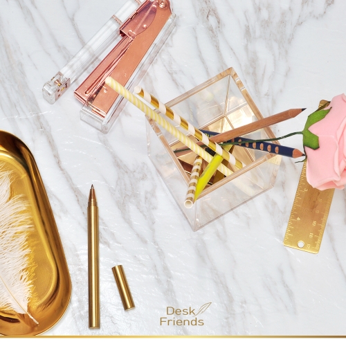 투명아크릴 골드 연필꽂이