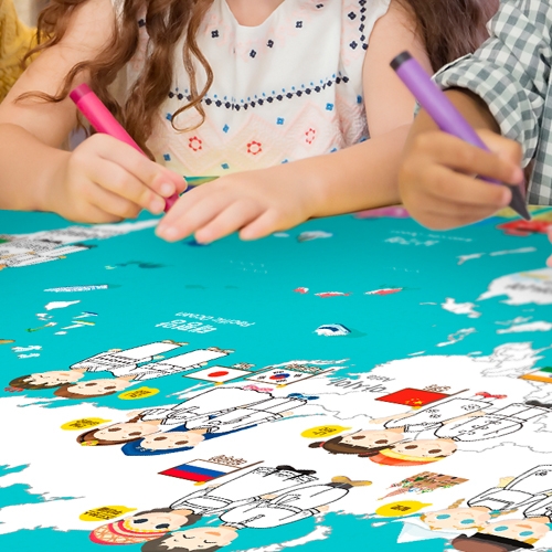 [하하당] 컬러링 플랜카드 - 세계지도여행