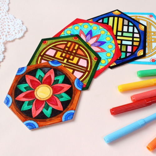 컬러링 전통무늬패