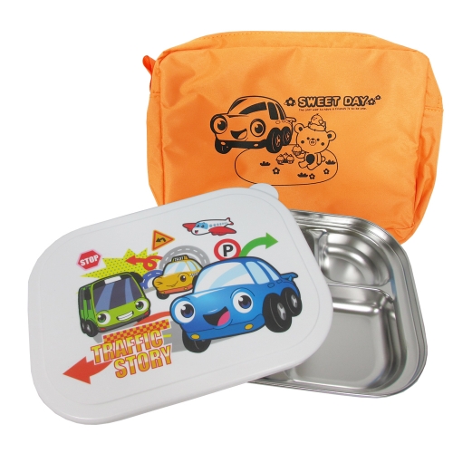 [하트투하트] 트래픽스토리 밀폐형 유아 스텐 식판