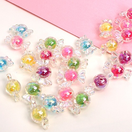 반제품 홀로그램 이중 알사탕 비즈 (약 25개)