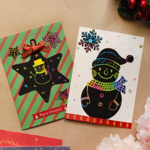 크리스마스 스크래치 카드&봉투 10SET