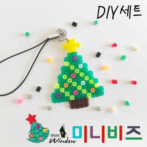 크리스마스_미니비즈만들기세트(펄러미니비즈+보드+집게+고리+기름종이+도안)