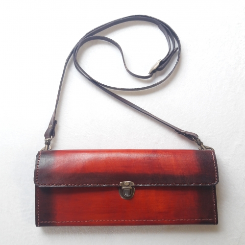 천연가죽 수공예품 크로스장지갑/통장지갑/손바느질지갑선물