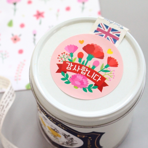 감사카네이션 원형스티커10p