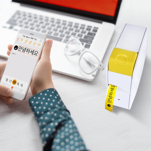 로드메일코리아 블루투스 라벨프린터 LMK-2000YL 옐로우+라벨지