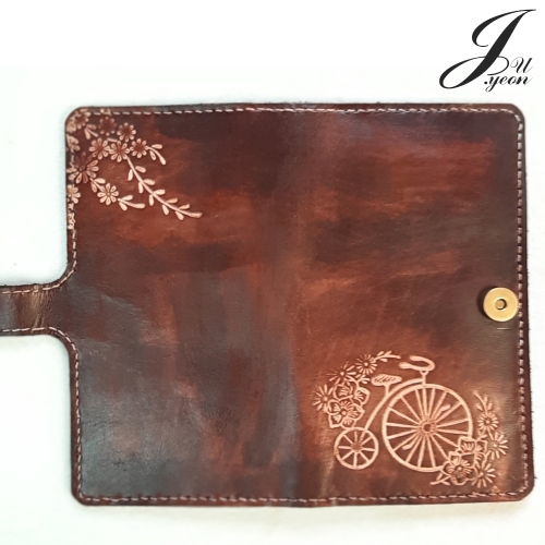 다기종 통가죽 슬라이드폰케이스/꽃자전거-카드형/주문제작