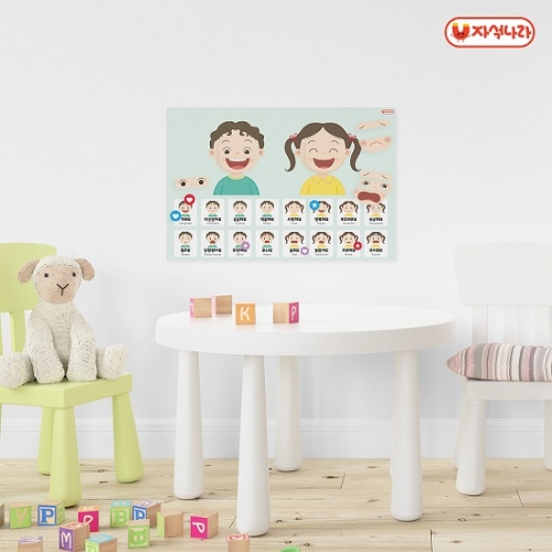[자석나라] 자석이 붙는 인체 포스터 (표정꾸미기) (40x60) /감정놀이/얼굴꾸미기/심리
