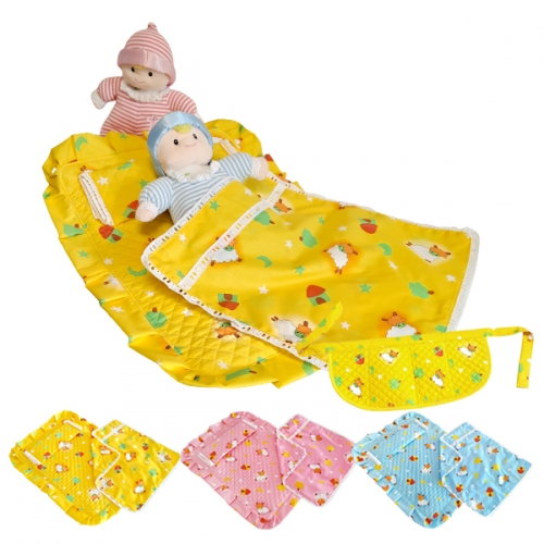 고급 쌍둥이 와플 인형 이불 침구세트 (인형 2개+패드&베개+이불)