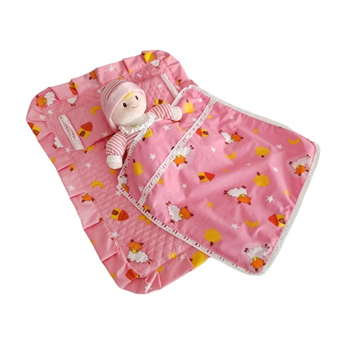 고급 쌍둥이 와플 인형 이불 침구세트 (인형 2개+패드&베개+이불)