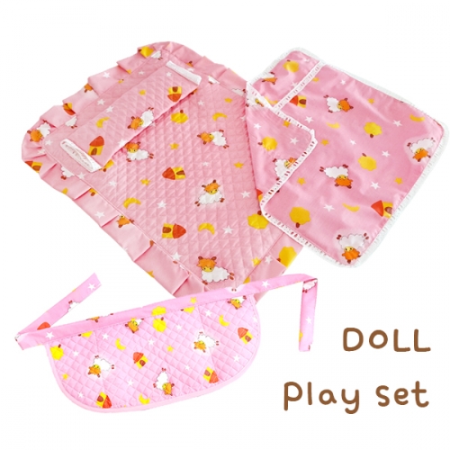 고급 인형 이불 & 포대기 세트 (포대기+패드&베개+이불)