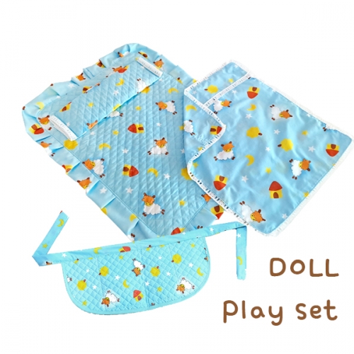 고급 인형 이불 & 포대기 세트 (포대기+패드&베개+이불)