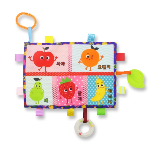아기 유모차걸이 태기스 바스락 촉감 헝겊책 과일인지 + 딸랑이 축구공