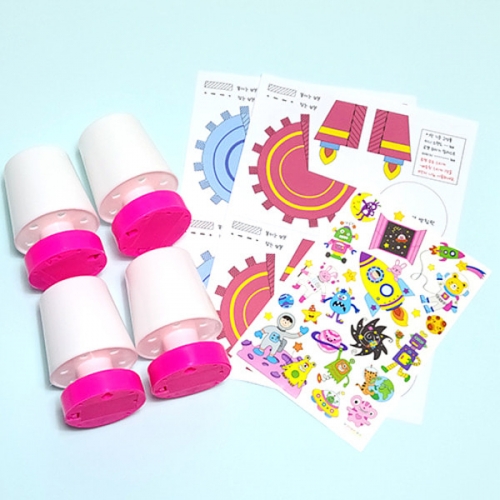 [탑키드] 만들기 로켓 스탠드 4인용 (투명스티커 포함)