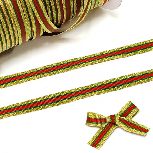 [탑키드] 골드 라인 크리스마스 리본 (폭 7mm x 5마)