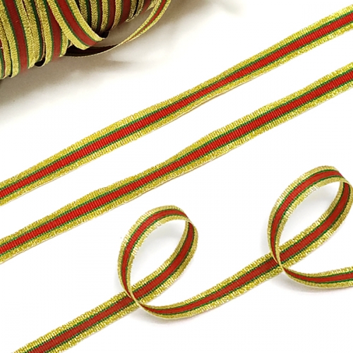 [탑키드] 골드 라인 크리스마스 리본 (폭 7mm x 5마)