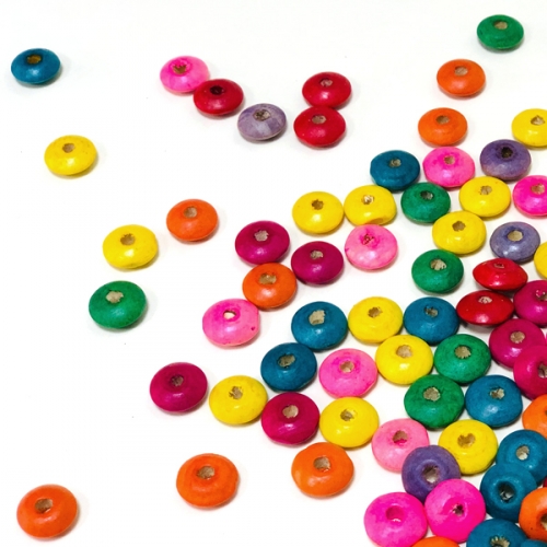 [탑키드] 컬러 나무 비즈 주판알 모양 (60g 약 175개)