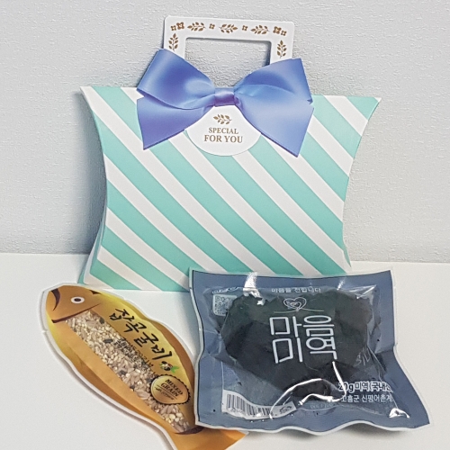 하트미역1+잡곡굴비1(반달상자_핑크/민트) 답례품