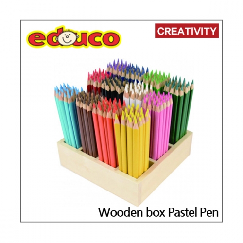 에듀코 목재 연필꽂이 & 색연필 144개 세트