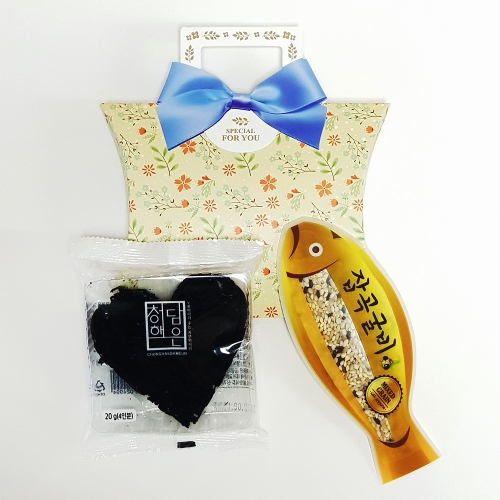 하트미역1+잡곡굴비1(반달상자_블로렌스/꽃/핑크/민트) 답례품