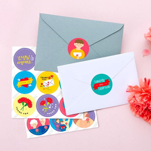 [하하당] 땡큐 카네이션 스티커 2종 세트