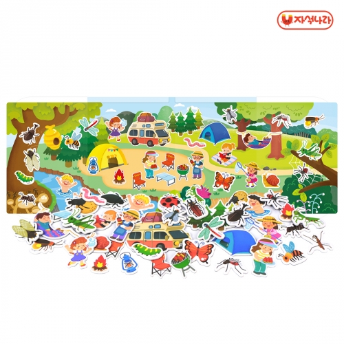 [자석나라] 자석놀이북 (캠핑 곤충) /봄/사계절/환경/계곡/수박/자석교구/유치원교구