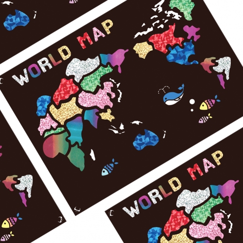 [메이크문구]포일아트 세계지도