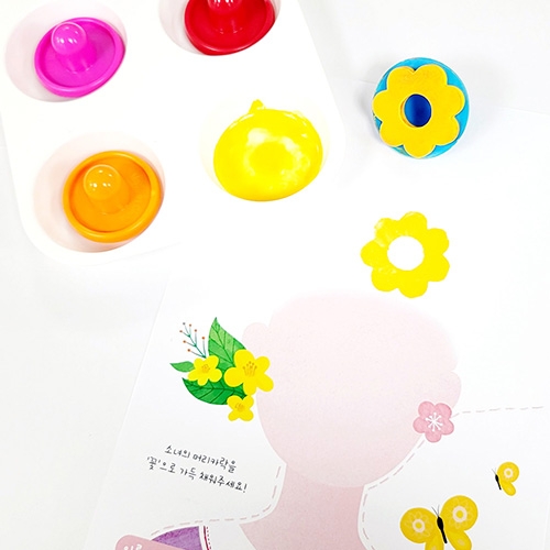 [만꾸] 다양한 모양 도장 찍기 놀이 세트 / 봄 꽃 나비 미술 활동